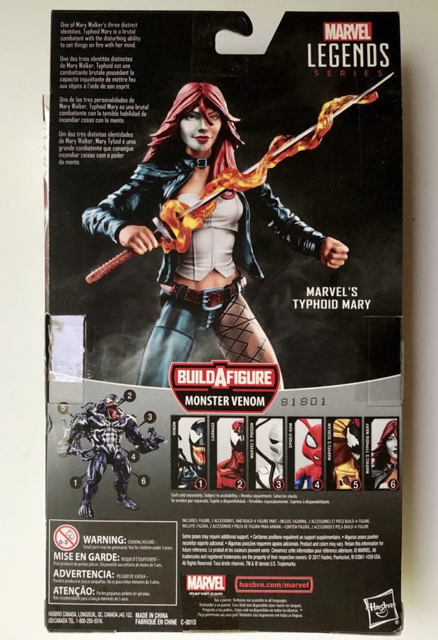 Box Back Marvel Legends Typhoid Mary 6" Figure