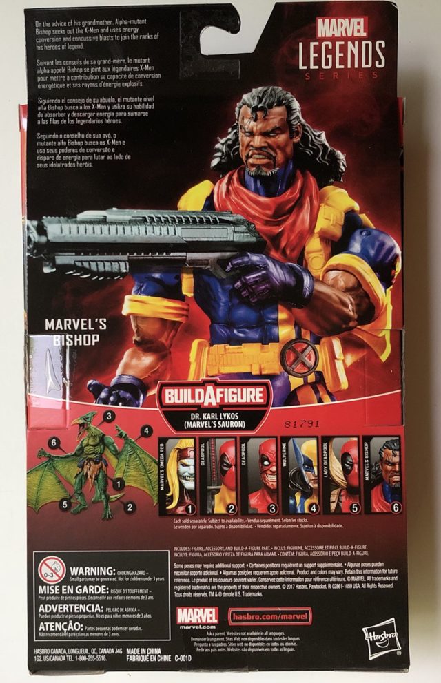 Back of Package Marvel Legends 2018 Bishop Action Figure