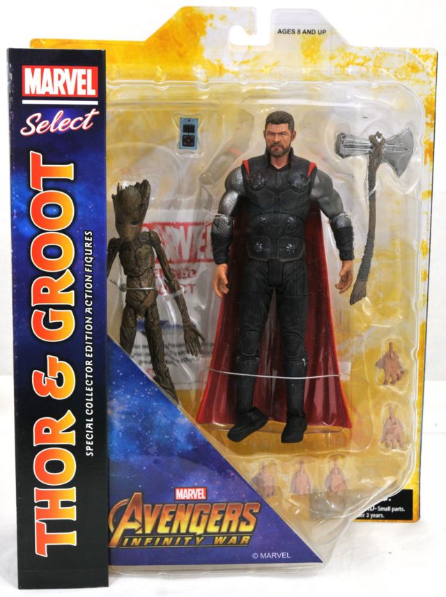 Diamond Select Toys Infinity War Thor and Groot Marvel Select Figures Packaged