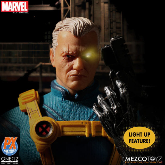 Mezco Toyz Cable Figure with Light-Up Eye Close-Up