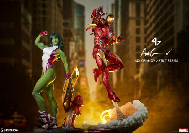 Sideshow Adi Granov Series She-Hulk and Iron Man Statues