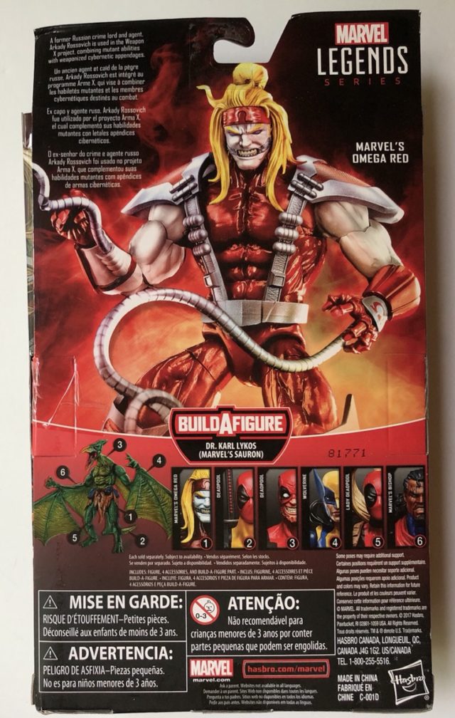 2018 Marvel Legends Sauron Series Omega Red Hasbro Figure Box Back