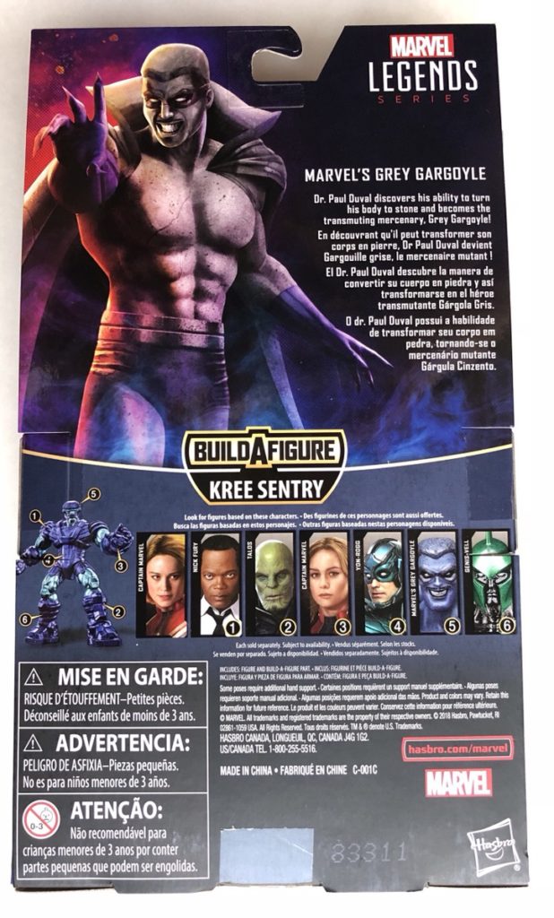 Hasbro Grey Gargoyle Action Figure Box Back