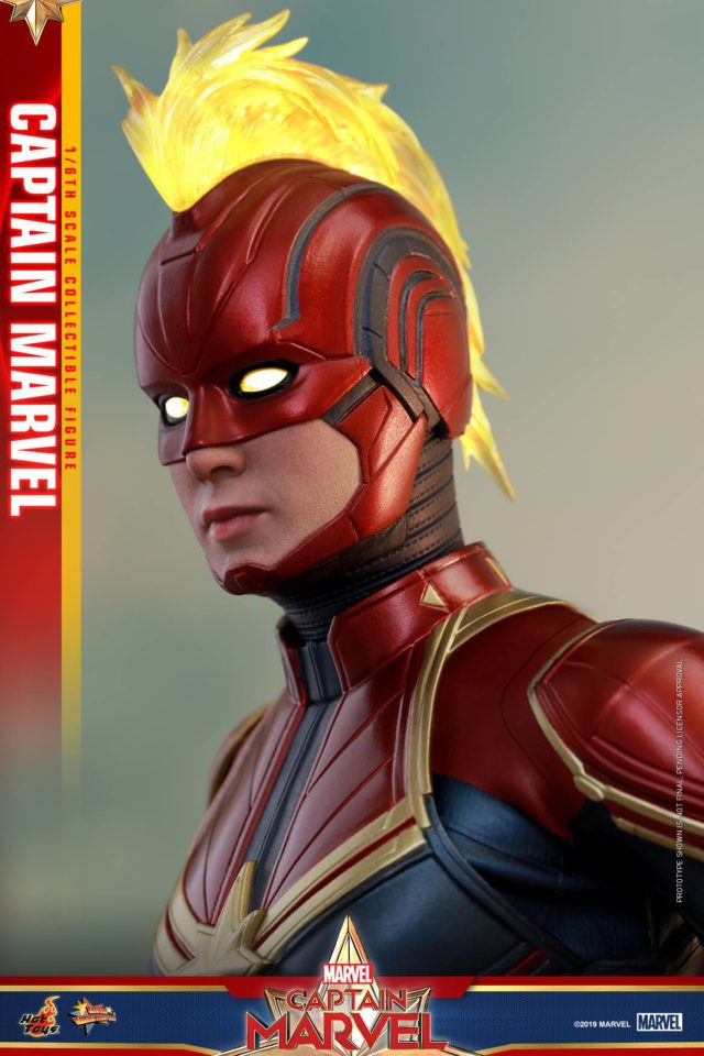 Close-Up of Hot Toys Captain Marvel Masked Head with Mohawk