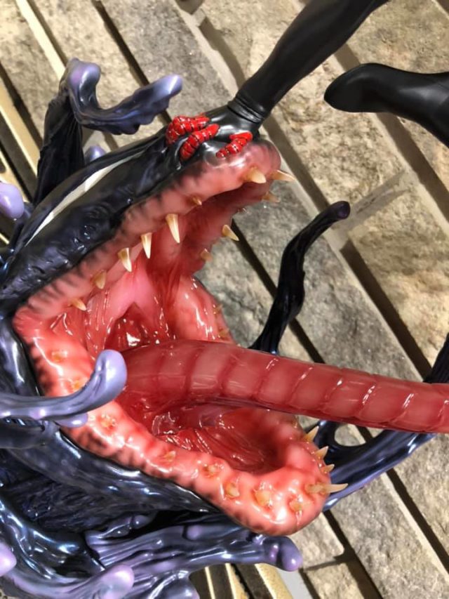 Close-Up of Miles Morales Sideshow Symbiote Base Mouth Tongue