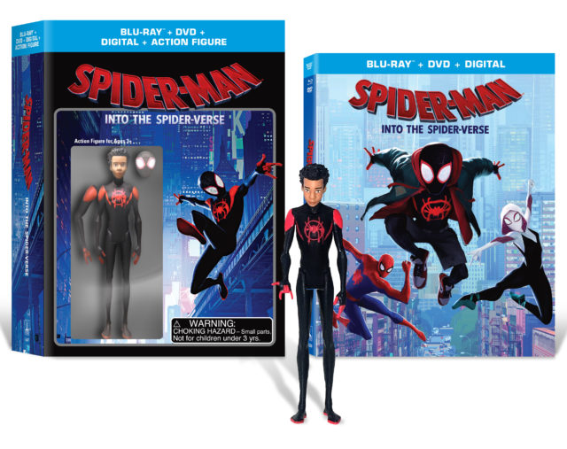 Walmart Exclusive Into the SpiderVerse Miles Morales Figure and Blu Ray Combo Pack