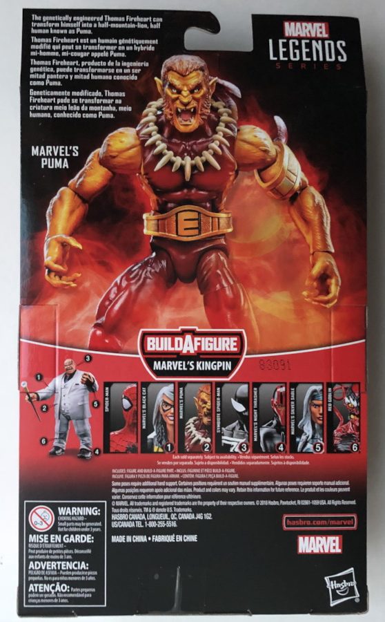 Spider-Man Marvel Legends Puma Box Back