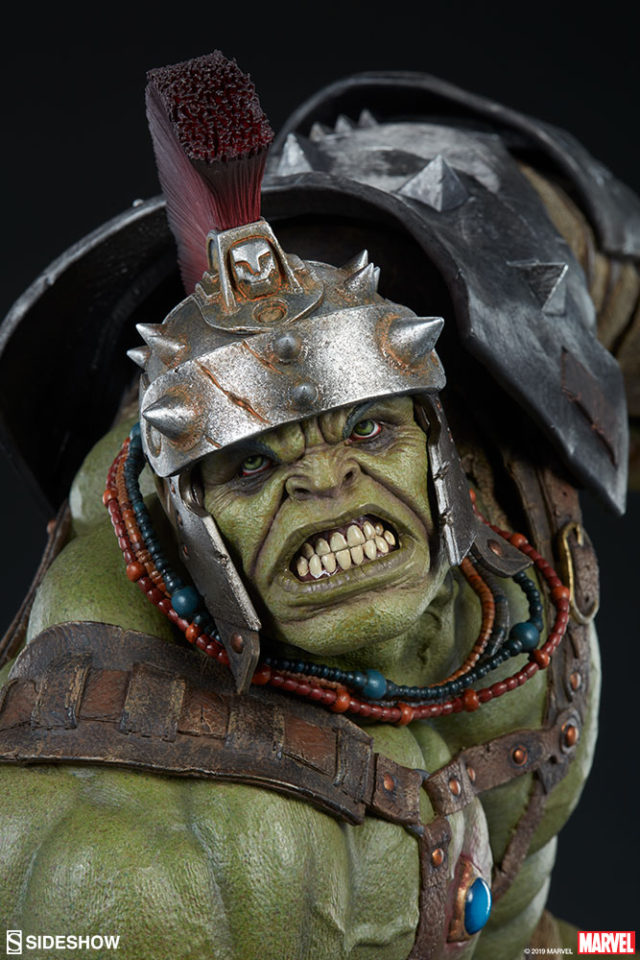 Close-Up of Sideshow Gladiator Hulk Maquette Head with Helmet On
