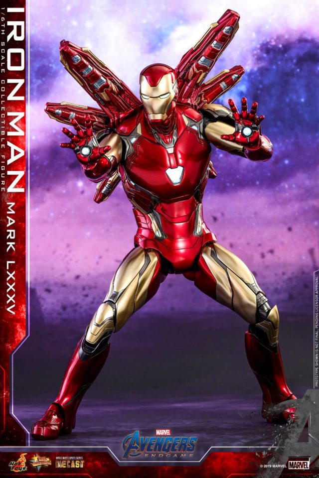 Hot Toys Mark 85 Iron Man Die-Cast Figure with Nano Lightning Refocuser Backpack