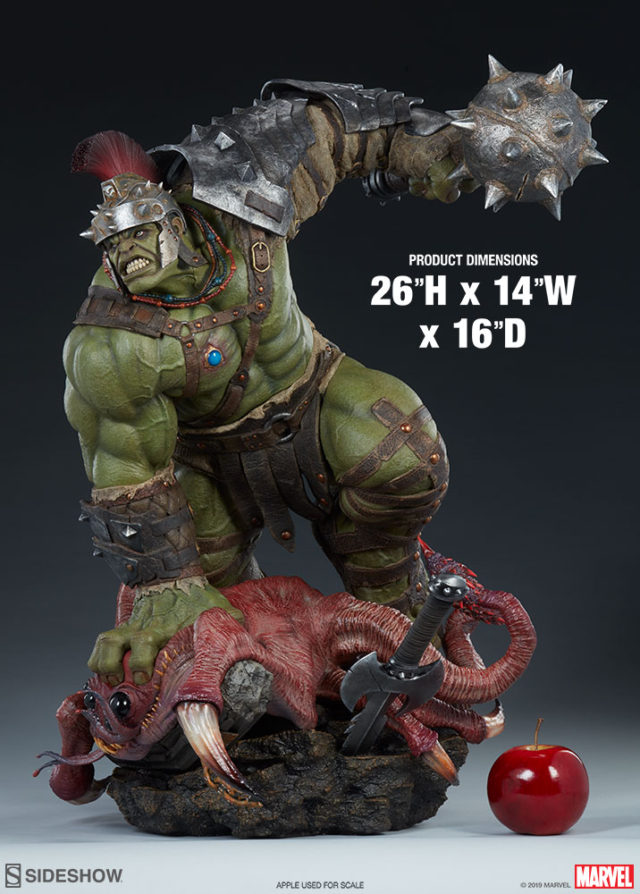 Sideshow Gladiator Hulk Statue Size Comparison with Apple