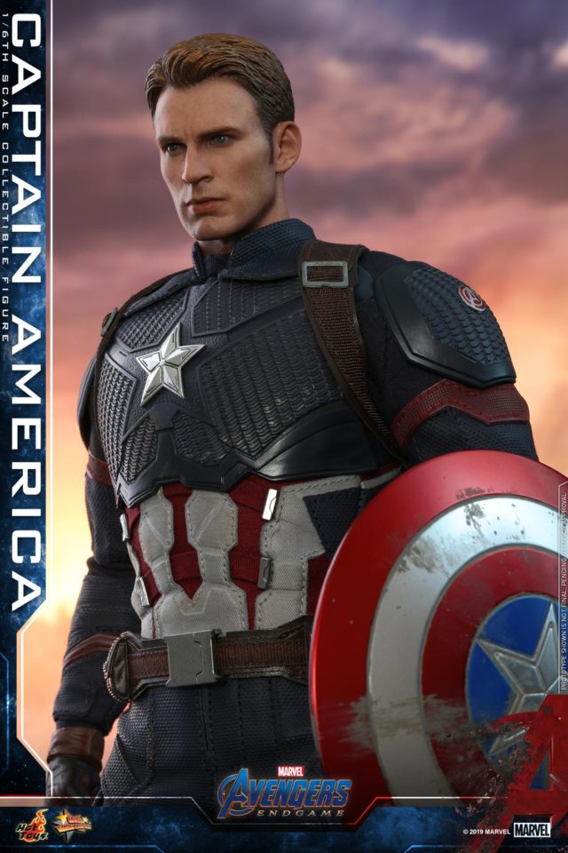 Unmasked Steve Rogers Chris Evans Head on Hot Toys Avengers Endgame Captain America