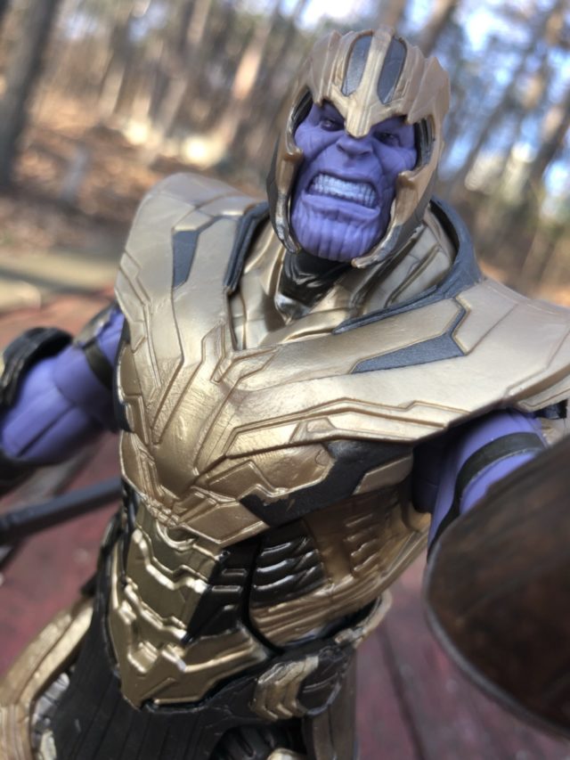 Close-Up of Marvel Legends 2019 Thanos Head Portrait in Helmet
