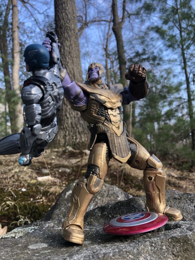 Hasbro Avengers Endgame Thanos Marvel Legends Figure Holding Up Captain America