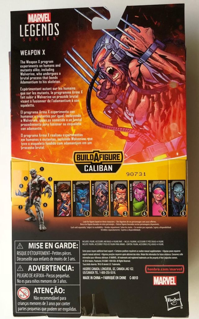 Box Back Weapon X Marvel Legends Six Inch Figure