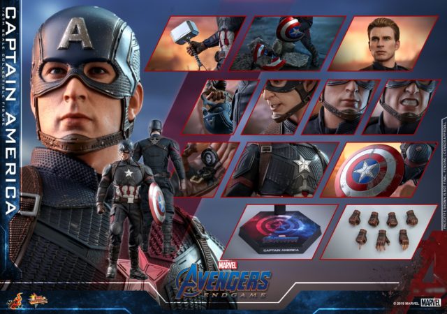 Hot Toys Endgame Captain America Accessories Including Mjolnir and Broken Shield