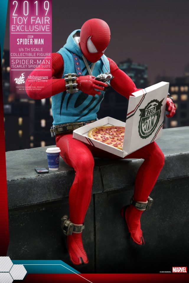 Scarlet Spider Hot Toys Sixth Scale Figure with Pizza Box