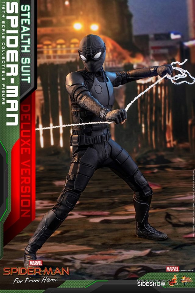 Spider-Man Far From Home Hot Toys Stealth Suit Spidey Pulling Web