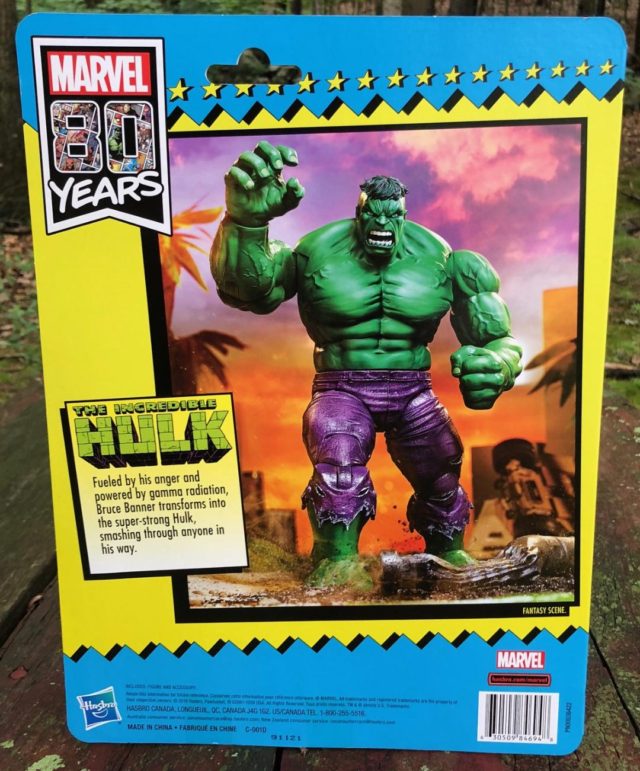 Cardback Back of Packaging SDCC 2019 Exclusive Hulk Marvel Legends Hasbro