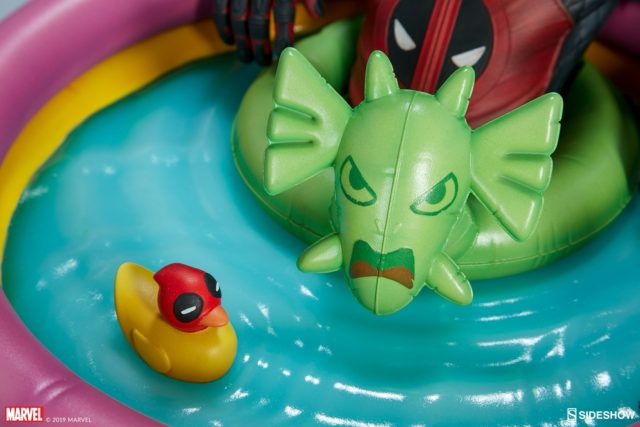 Close-Up of Sideshow Kidpool Statue Duckpool Fin Fang Foom Floatie