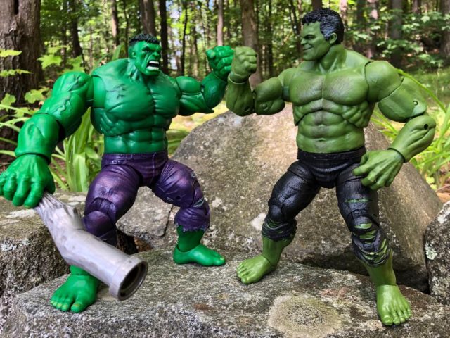Comparison of Marvel Legends Endgame Hulk and SDCC Retro Hulk