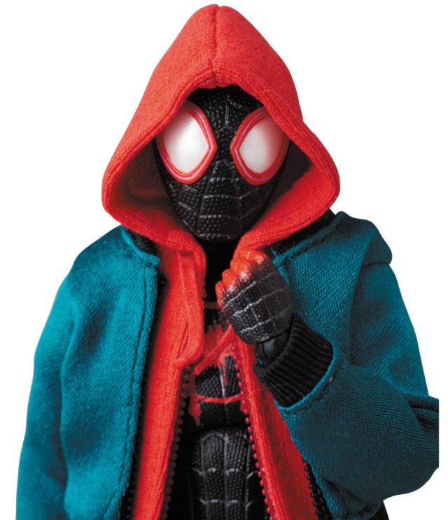 Medicom Miles Morales MAFEX Spider-Man Into the Spider-Verse Figure Wearing Hoodie