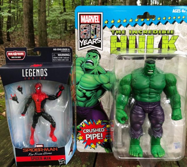 Size Comparison of Standard Marvel Legends Box and SDCC Toybiz Retro Packaging for Hulk
