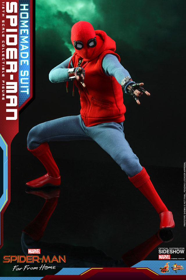 Homemade Suit Spider-Man Crouched Far From Home Hot Toys MMS