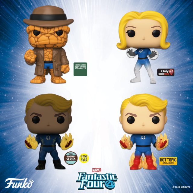 Funko POP Fantastic Four Exclusives Johnny Storm Trenchcoat Thing Invisible Woman