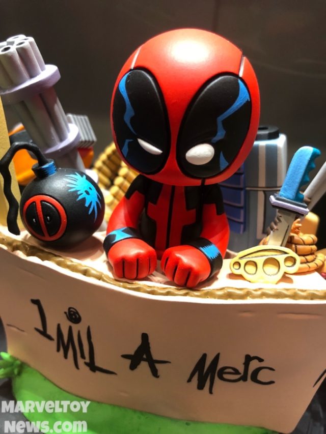 Close-Up of DST Marvel Babies Deadpool Booth Statue