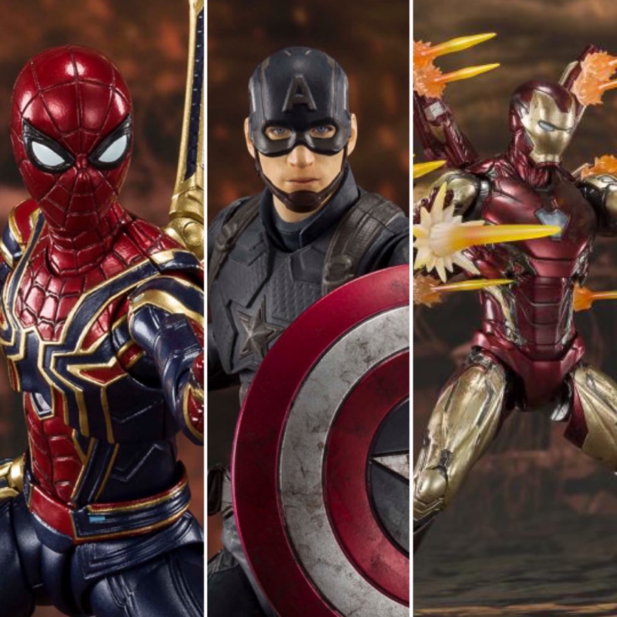 SH Figuarts Endgame Final Battle Iron Man Cap & Iron Spider Up for
