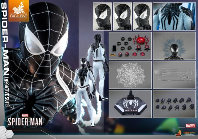 Hot Toys Negative Suit Spider-Man Figure and Accessories