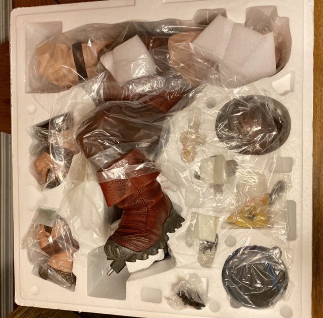 Sideshow Collectibles Juggernaut Unboxing Layout of Statue in Styroforam Tray