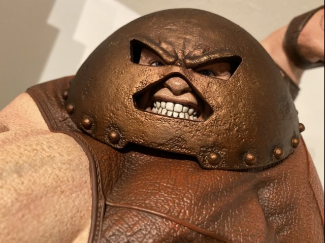 Close-Up of Juggernaut Head Helmet Sideshow 1:4 Statue