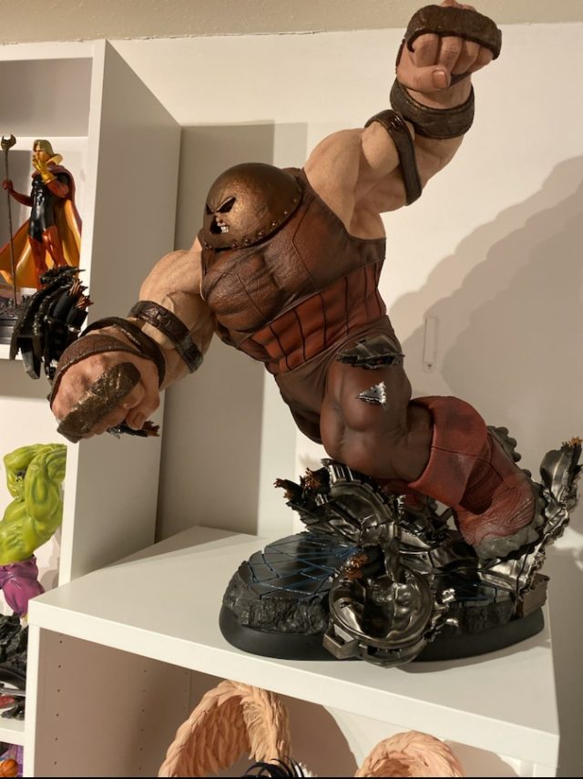 Side View of Juggernaut Charging Through Debris Sideshow 1/4 Statue