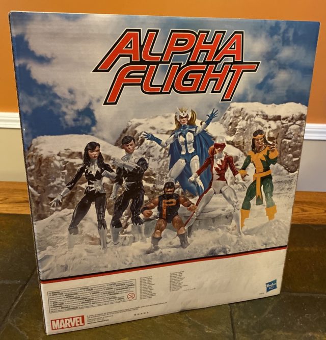 Back of Marvel Legends Alpha Flight Box