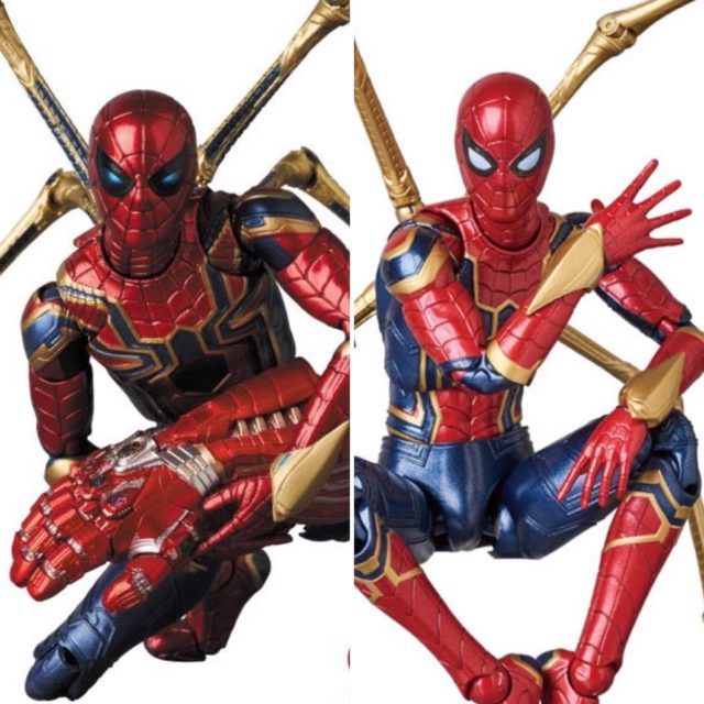 Comparison of MAFEX Infinity War and Endgame Iron Spider Figures
