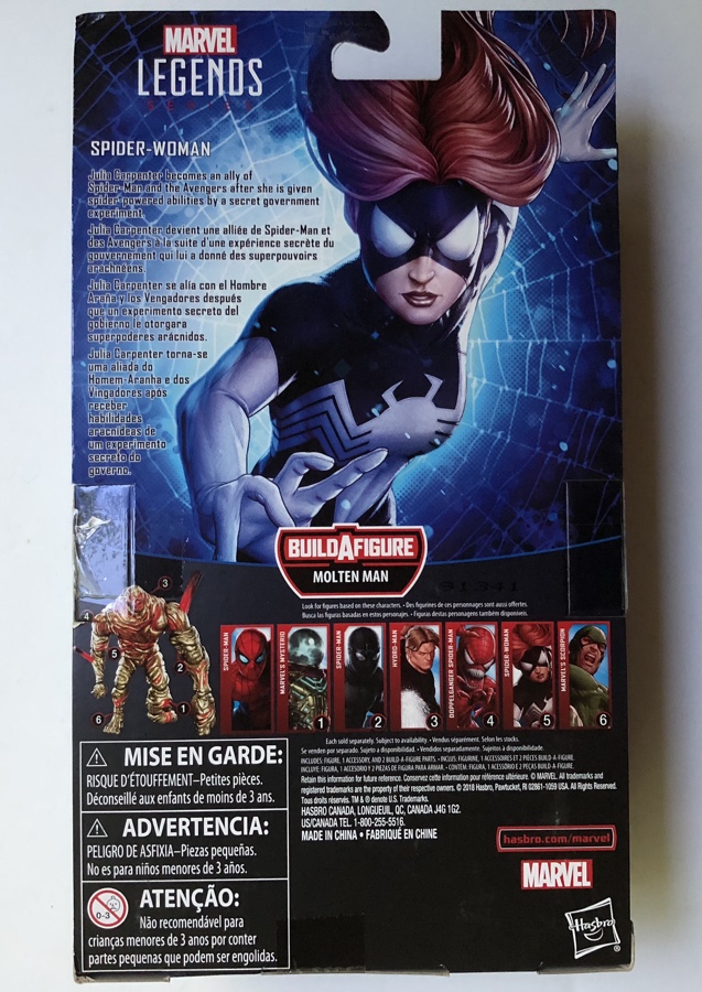 Box Back Spider-Man Marvel Legends Julia Carpenter Spider-Woman 6" Figure