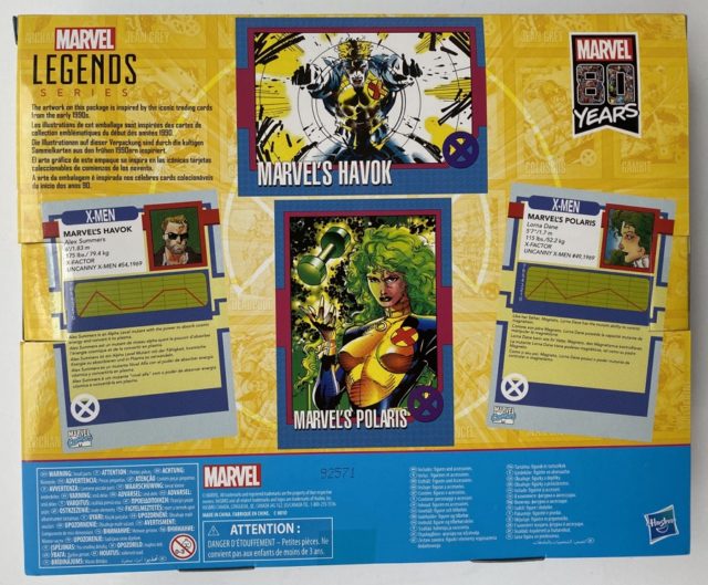 Box Back 80th Anniversary Marvel Legends Havok Polaris