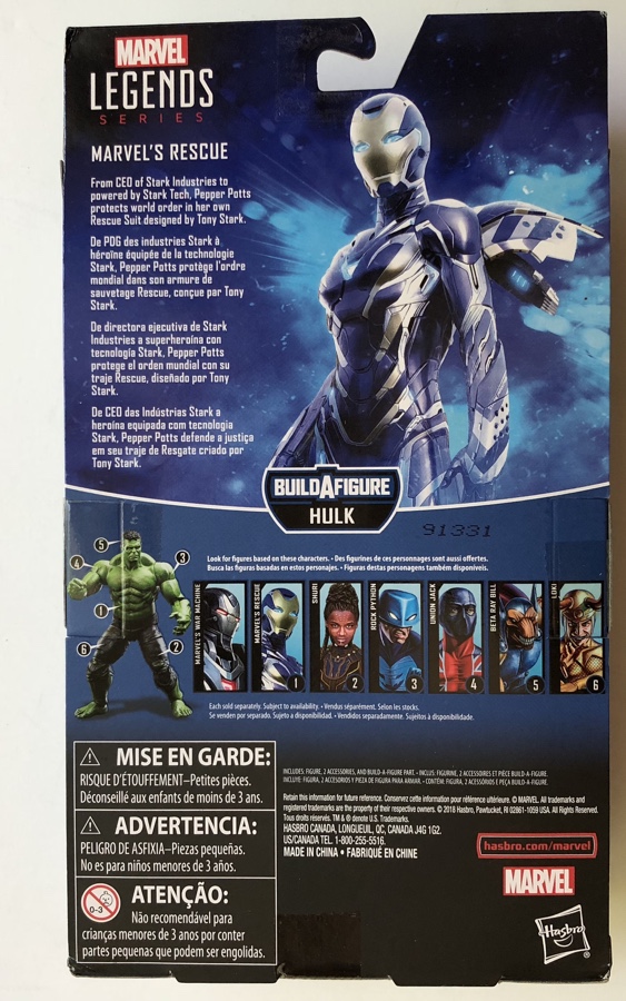 Box Back Rescue Avengers Endgame Marvel Legends 6" Figure