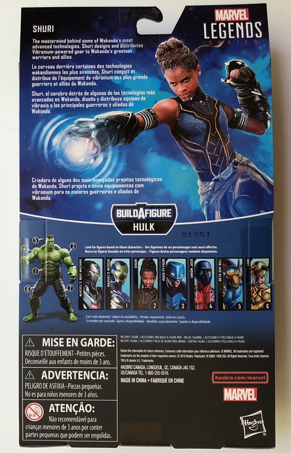 Box Back Shuri Avengers Legends Six Inch Figure