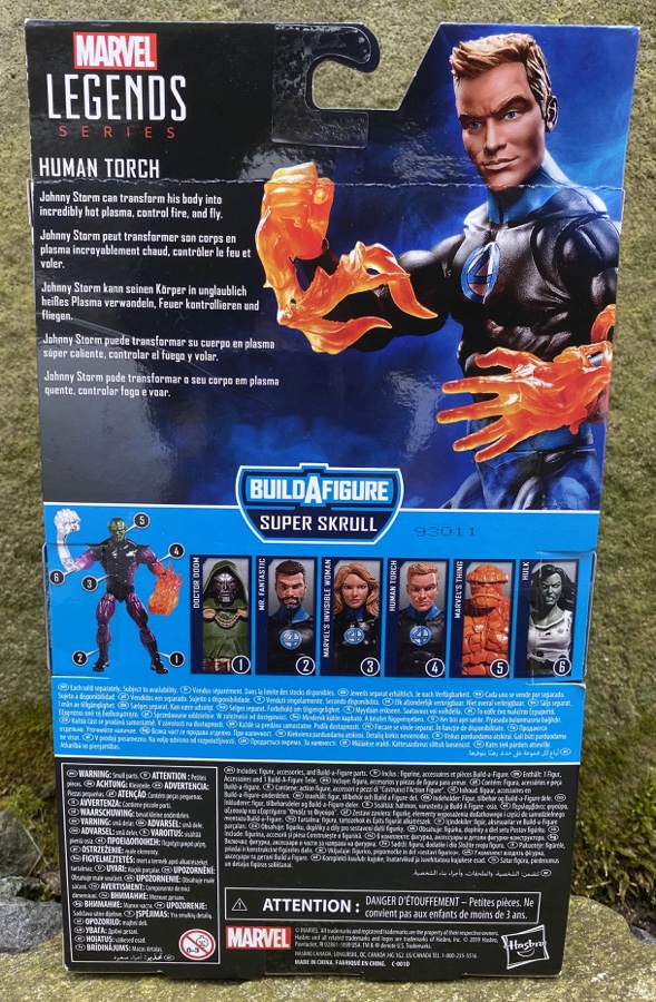 Box Back 2020 Marvel Legends Johnny Storm Hasbro Figure