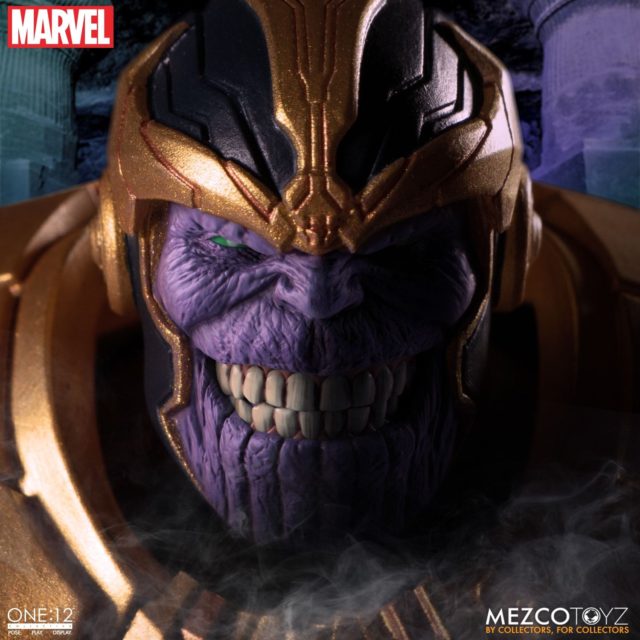Close-Up of Evil Grinning Thanos Mezco Toyz Figure Head