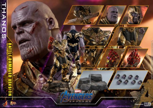 Hot Toys Battle Damaged Thanos Figure and Accessories