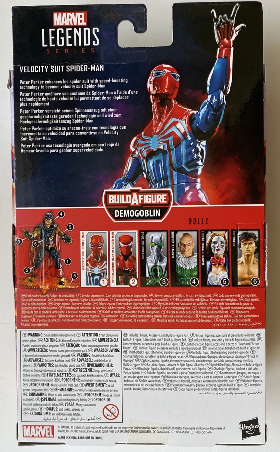 Box Back Hasbro Velocity Suit Spider-Man Legends Figure 2020