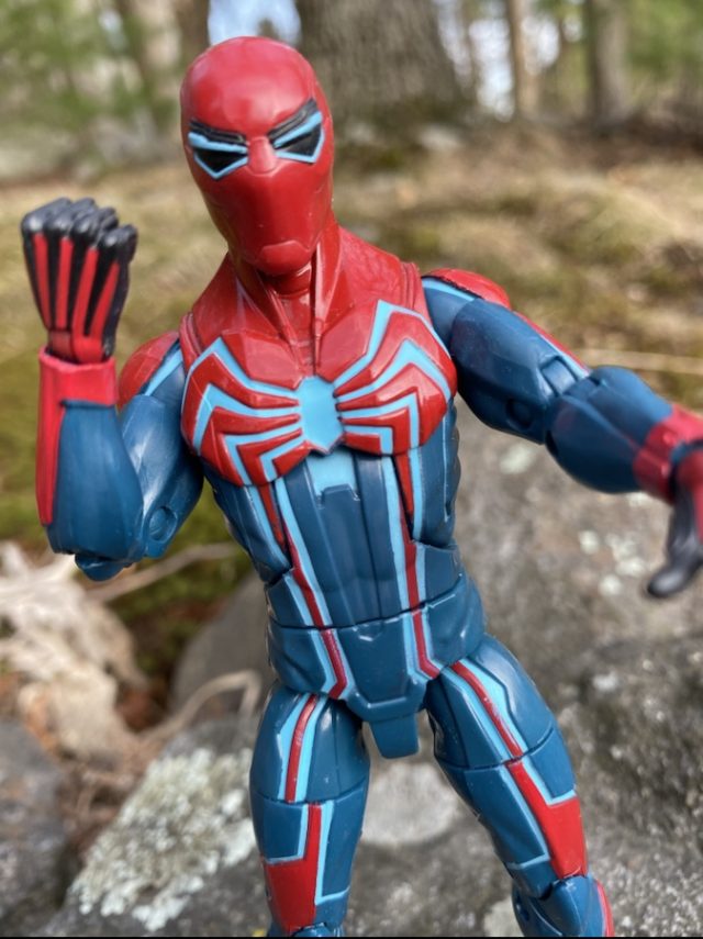 Close-Up of Spider-Man Legends Velocity Suit Action Figure Demogoblin Series