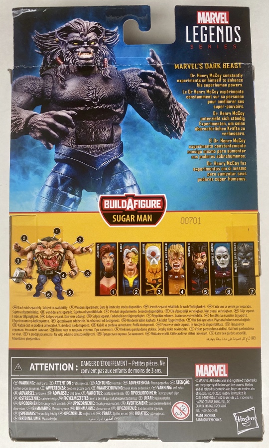 Box Back Hasbro X-Men Legends Sugar Man Series Grey Beast Figure
