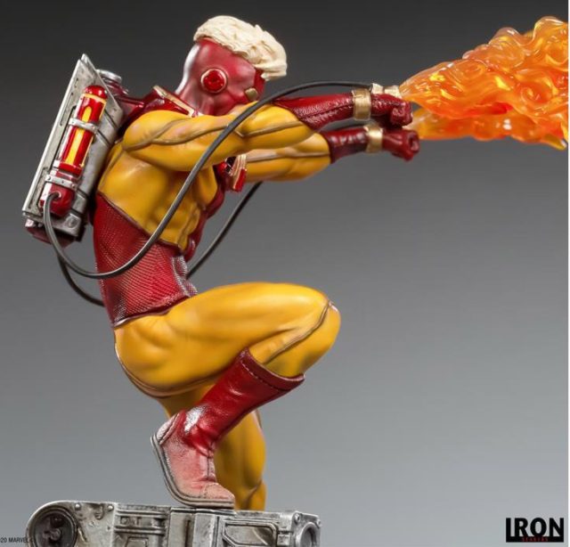 Side View of Pyro Iron Studios X-Men BDS Statue