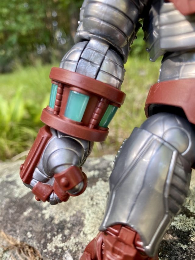 Close-Up of Turquoise Cylinders on Black Widow Crimson Dynamo Legends Figure