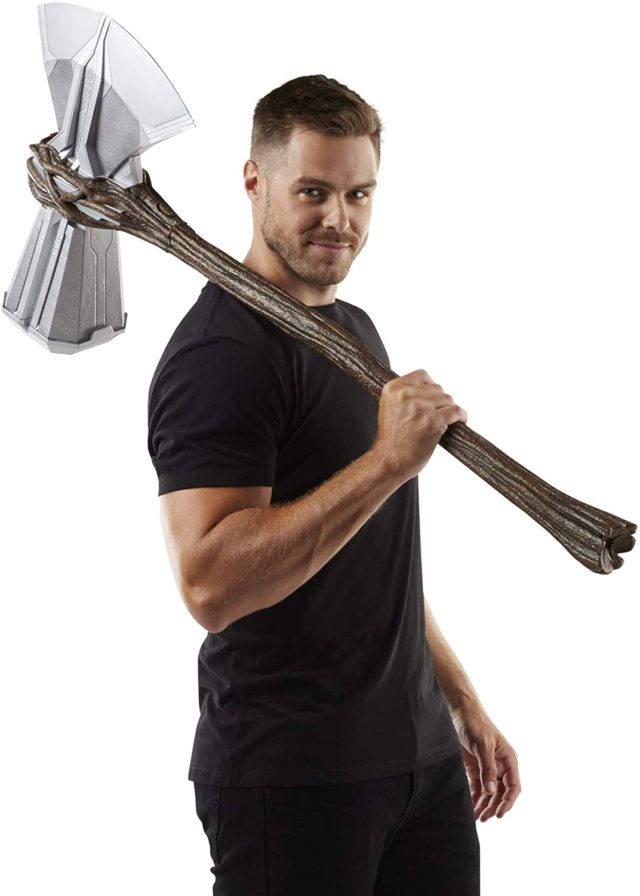 Marvel Legends Stormbreaker Axe Replica Over Shoulder