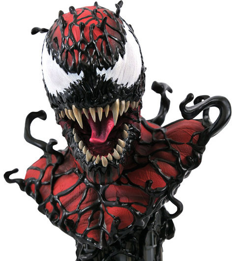 Close-up of Diamond Select Toys Marvel Legends in 3-Dimensions Carnage Half Scale Bust